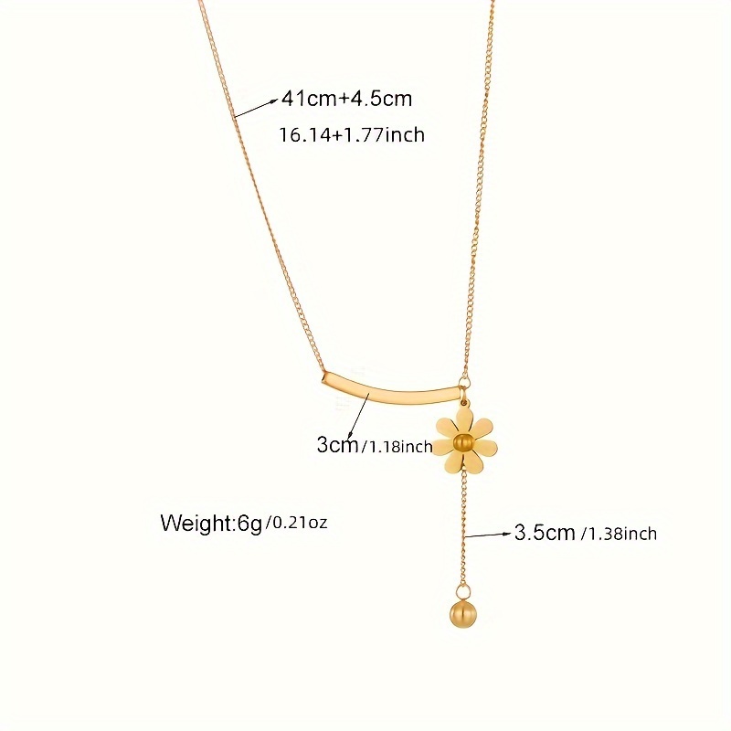 Women's Daisy Flower Round Bead Pendant Necklace